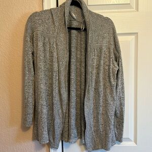Grey open front long sleeve cardigan, size M